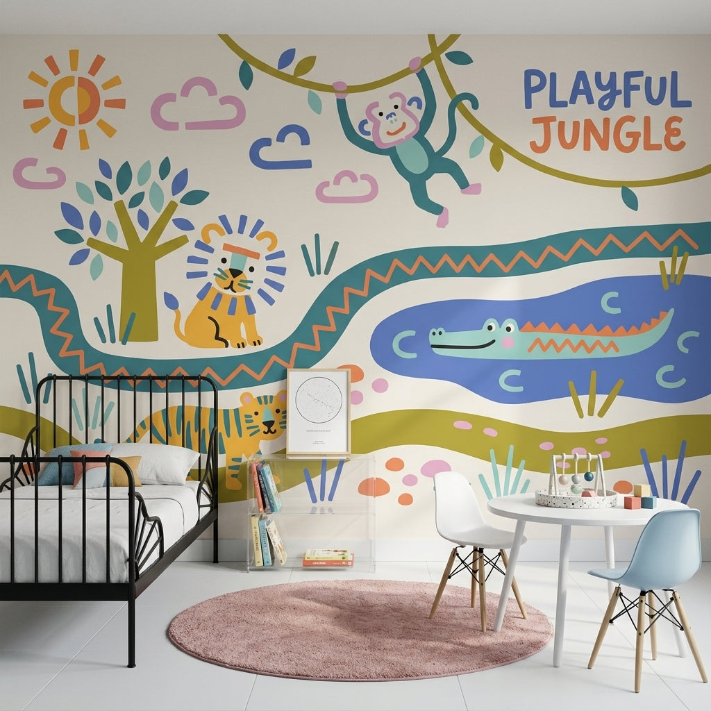 White Background Wallpaper Jungle Vibe Removable Wall Decor