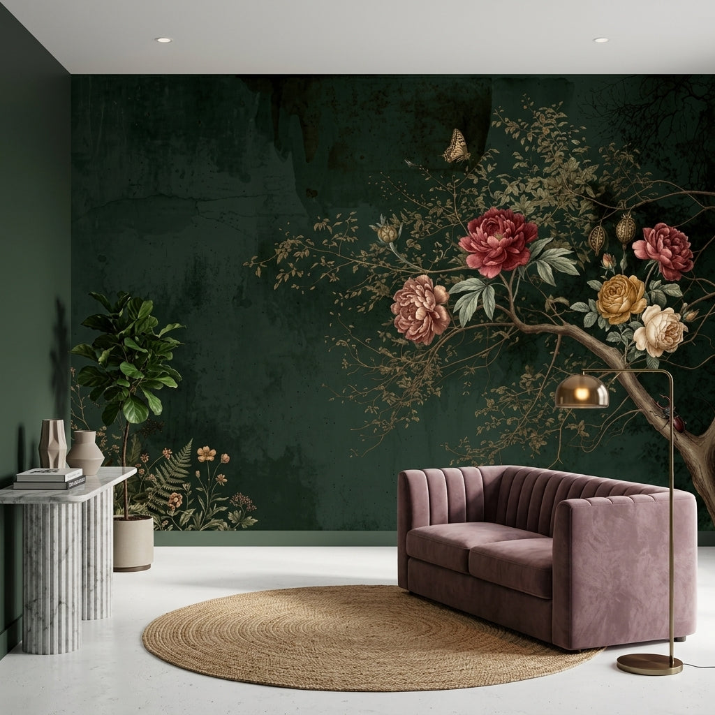 Dark Wallpaper Moody Botanical Removable Wall Decor