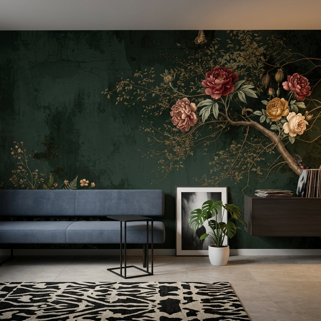 Dark Wallpaper Moody Botanical Removable Wall Decor