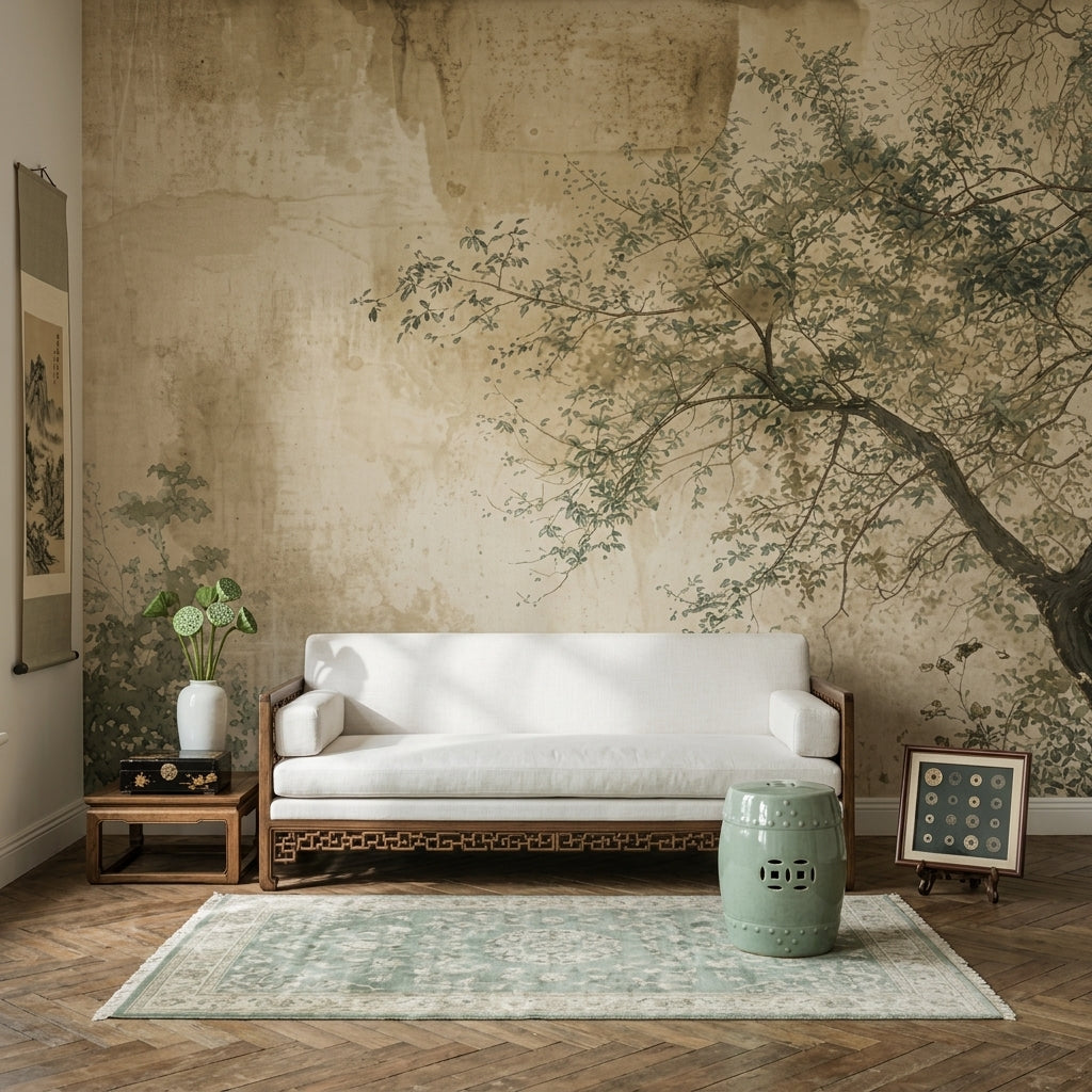 Paper Texture Wallpaper Muted Green Muted Green Wall Mural