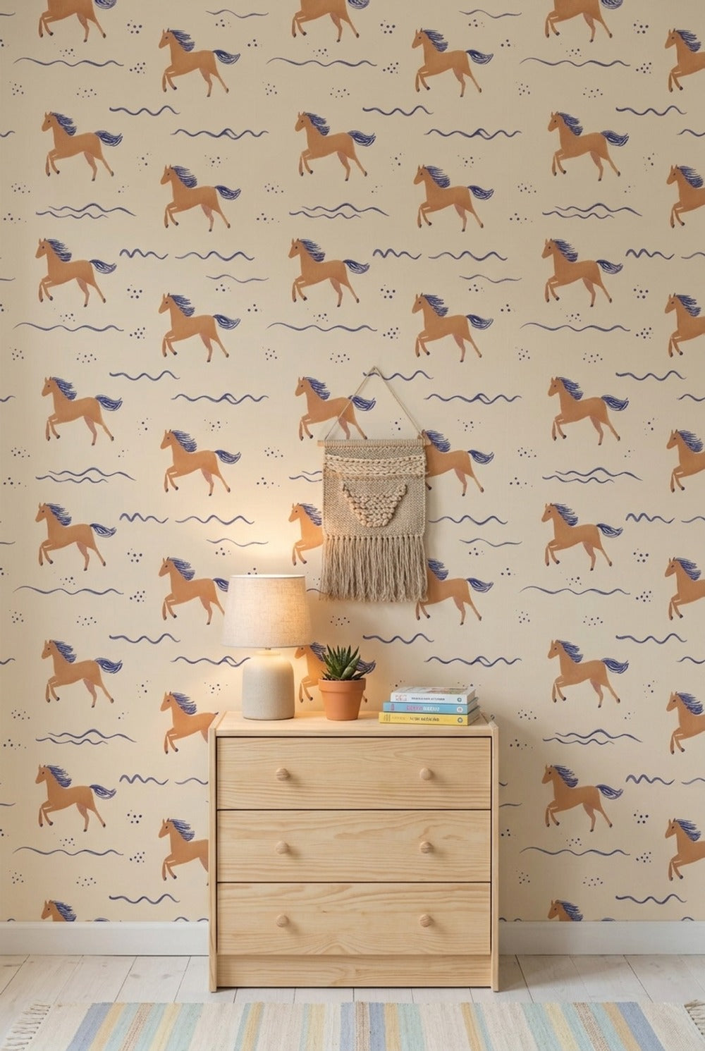 Horses Wallpaper Playful Scandinavian Decorative Mural
