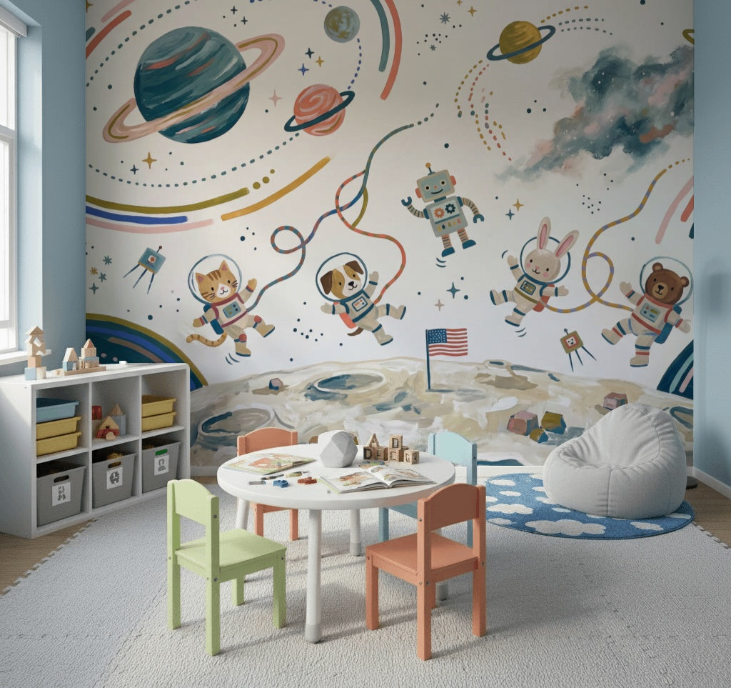 White Background Wallpaper American Flag Space Wall Mural