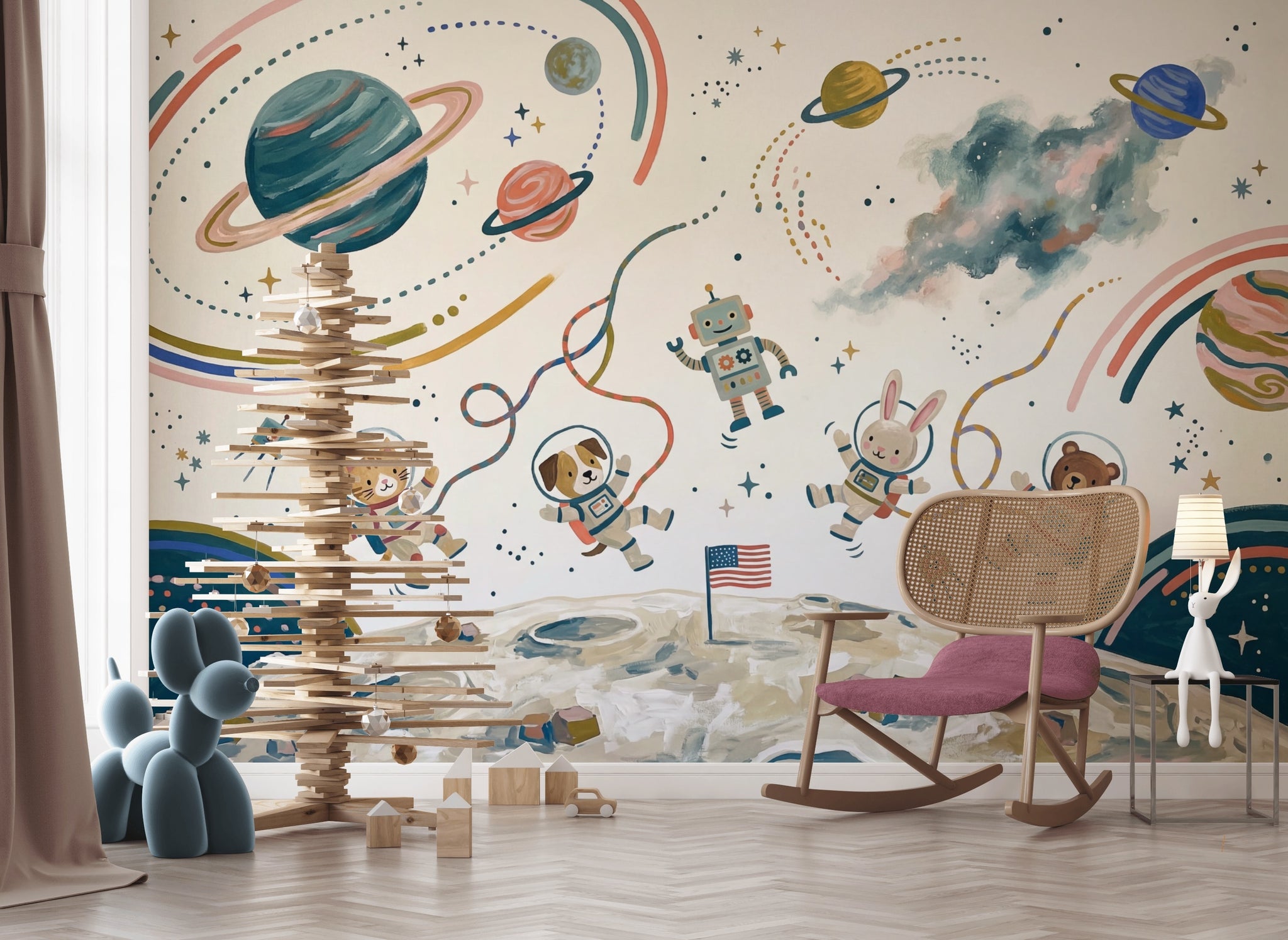 White Background Wallpaper American Flag Space Wall Mural