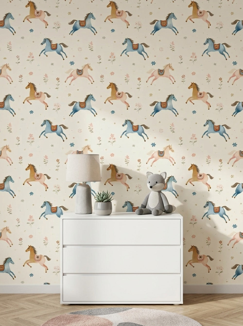 Whimsical Horses Wallpaper Watercolor Removable Pastel Wall Decor