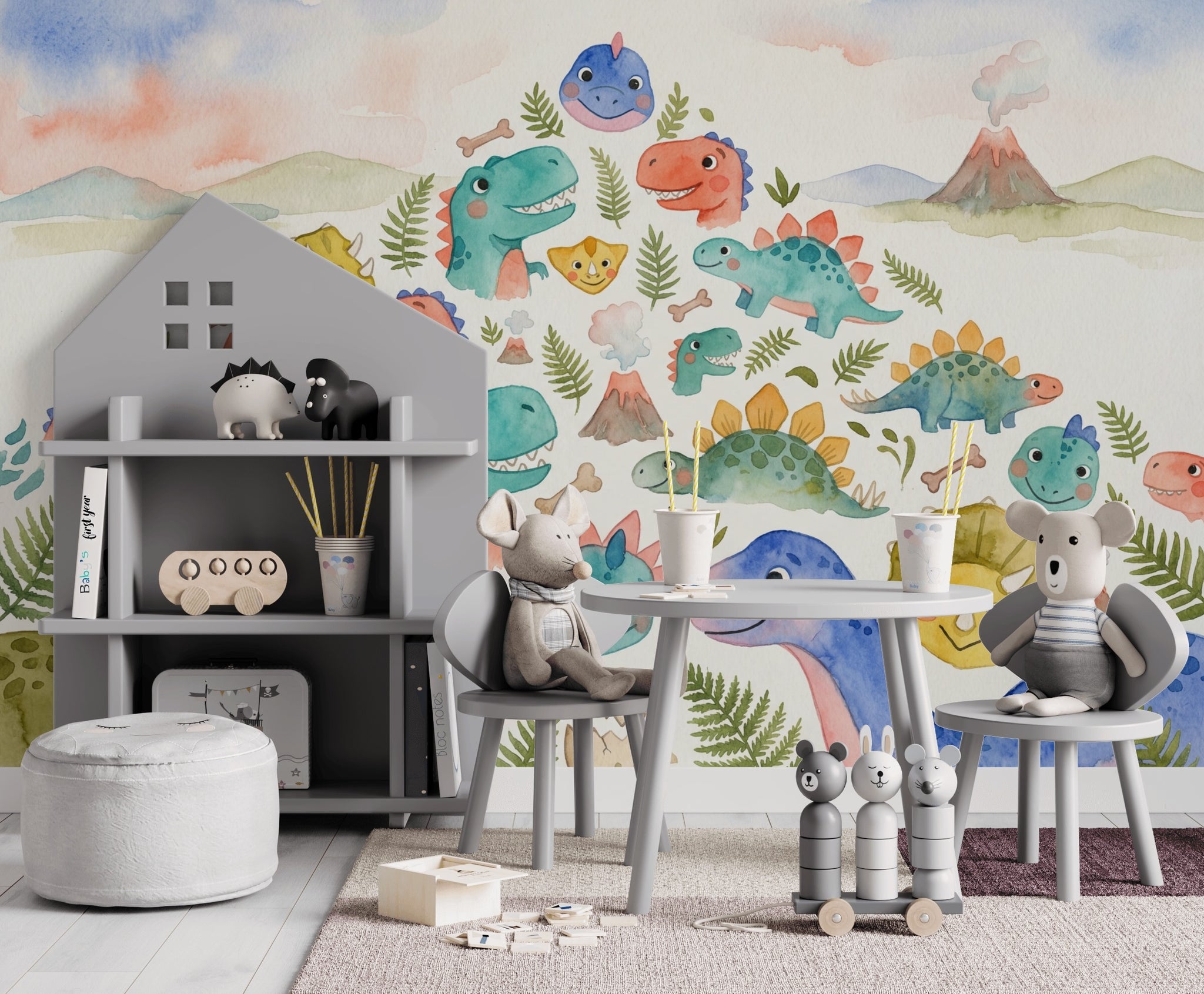 White Background Wallpaper Nursery Kids Removable Wall Decor