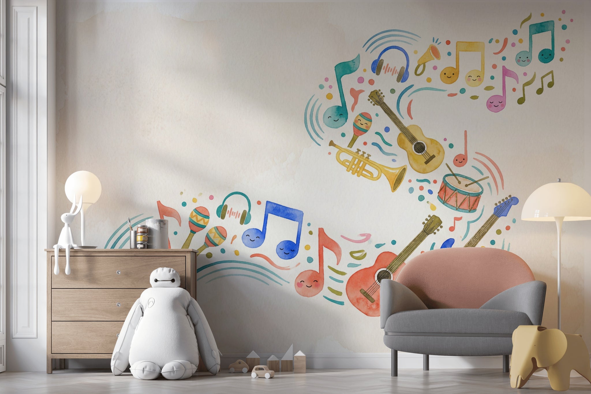 Music Wallpaper Musical Notes Instruments Removable Wall Decor
