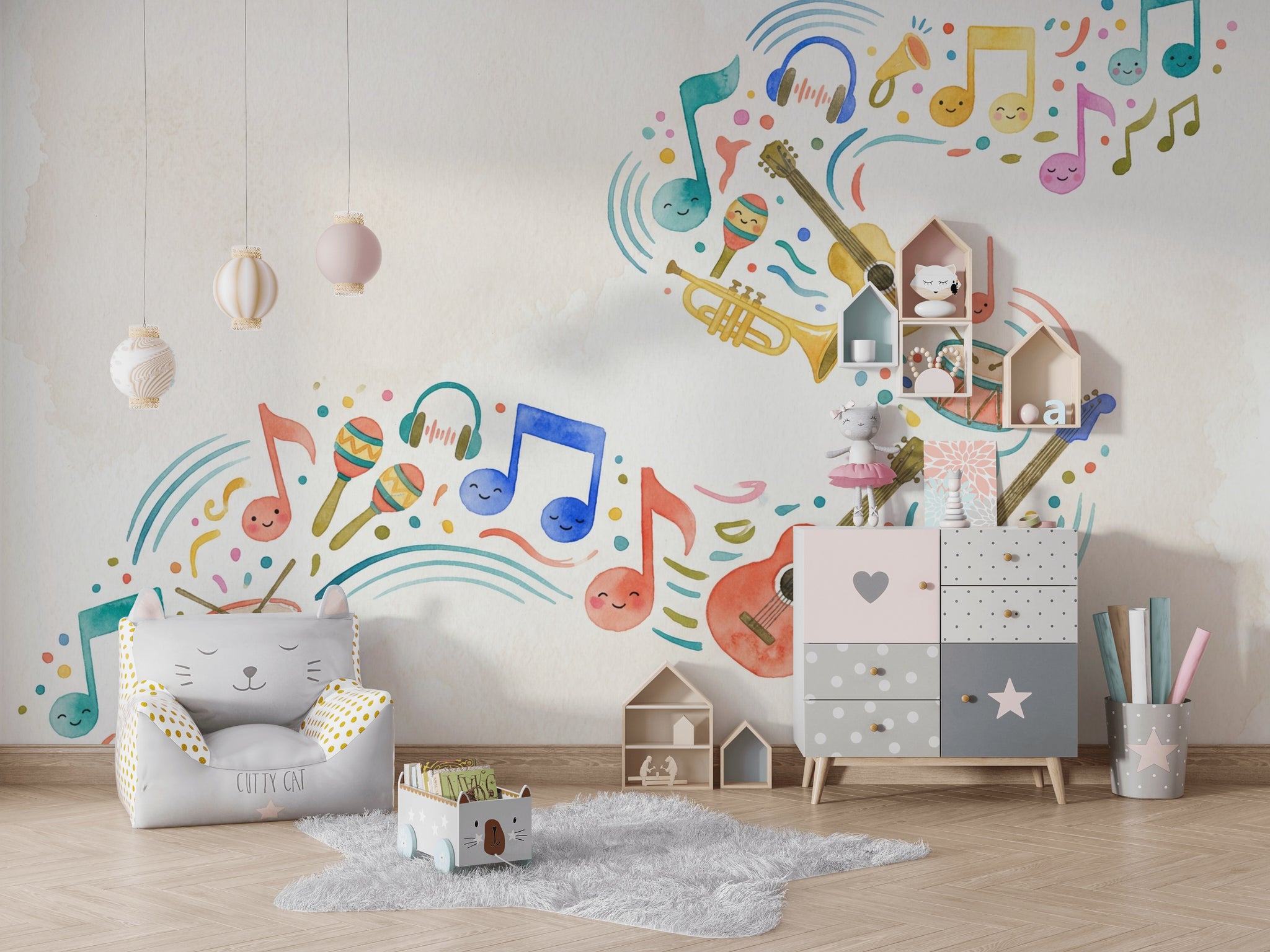 Music Wallpaper Musical Notes Instruments Removable Wall Decor