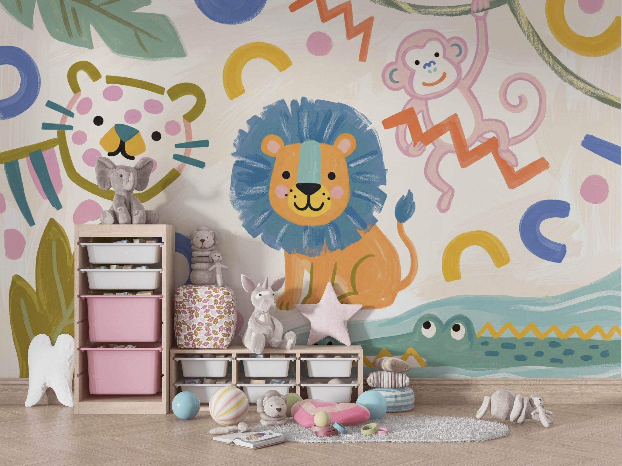 Jungle Animals Wallpaper Bright Kids Wall Mural