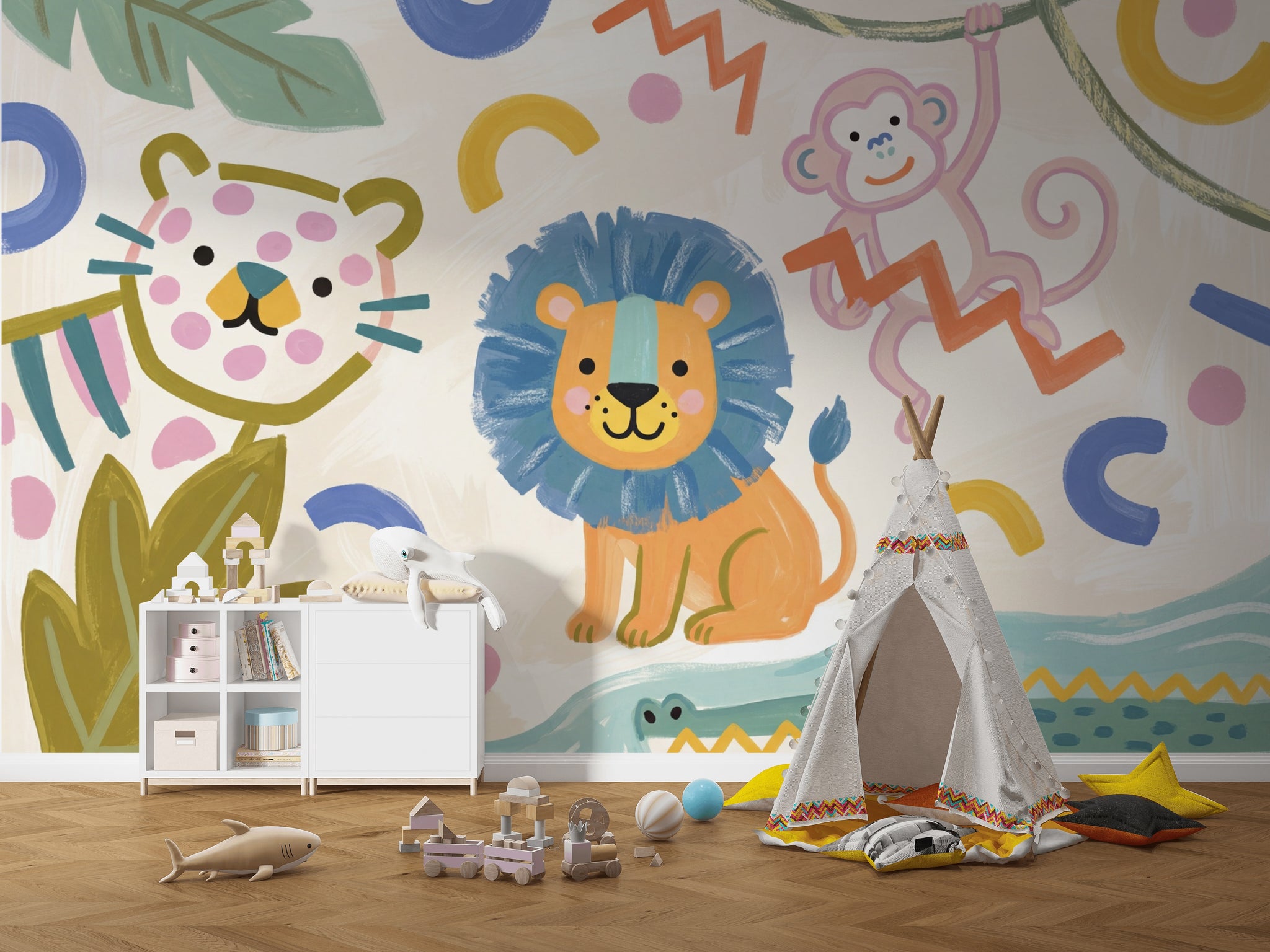 Jungle Animals Wallpaper Bright Kids Wall Mural
