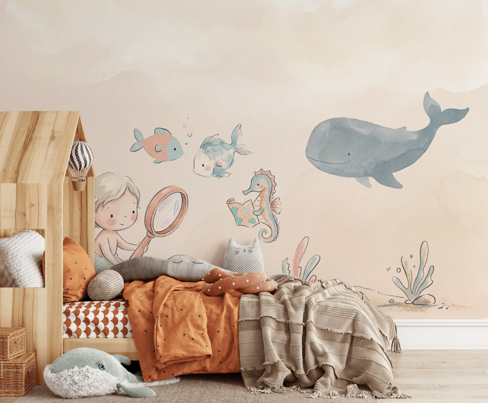 Underwater Wallpaper Mermaid Removable Watercolor Wall Decor