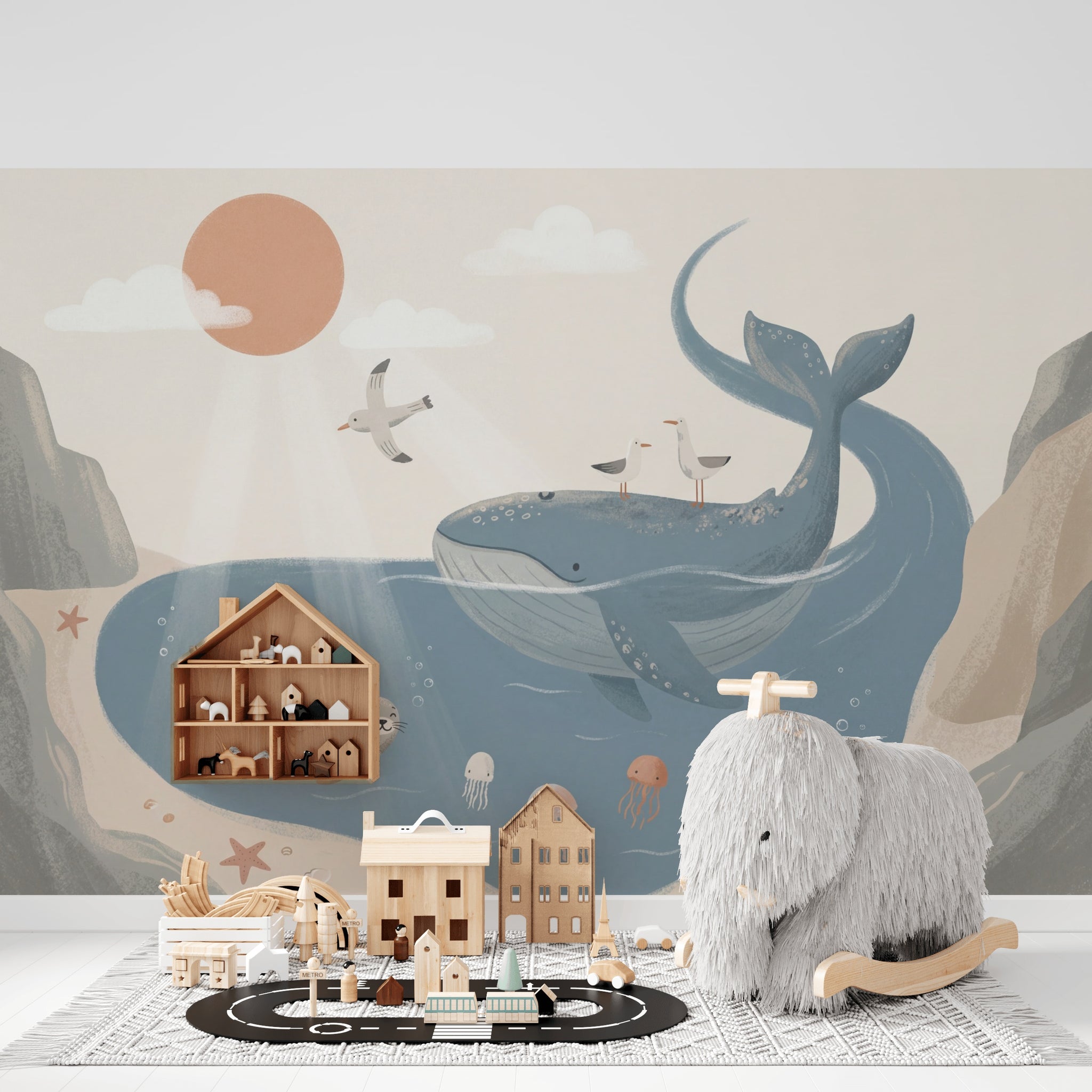 Whale Wallpaper Ocean Seal Wall Mural