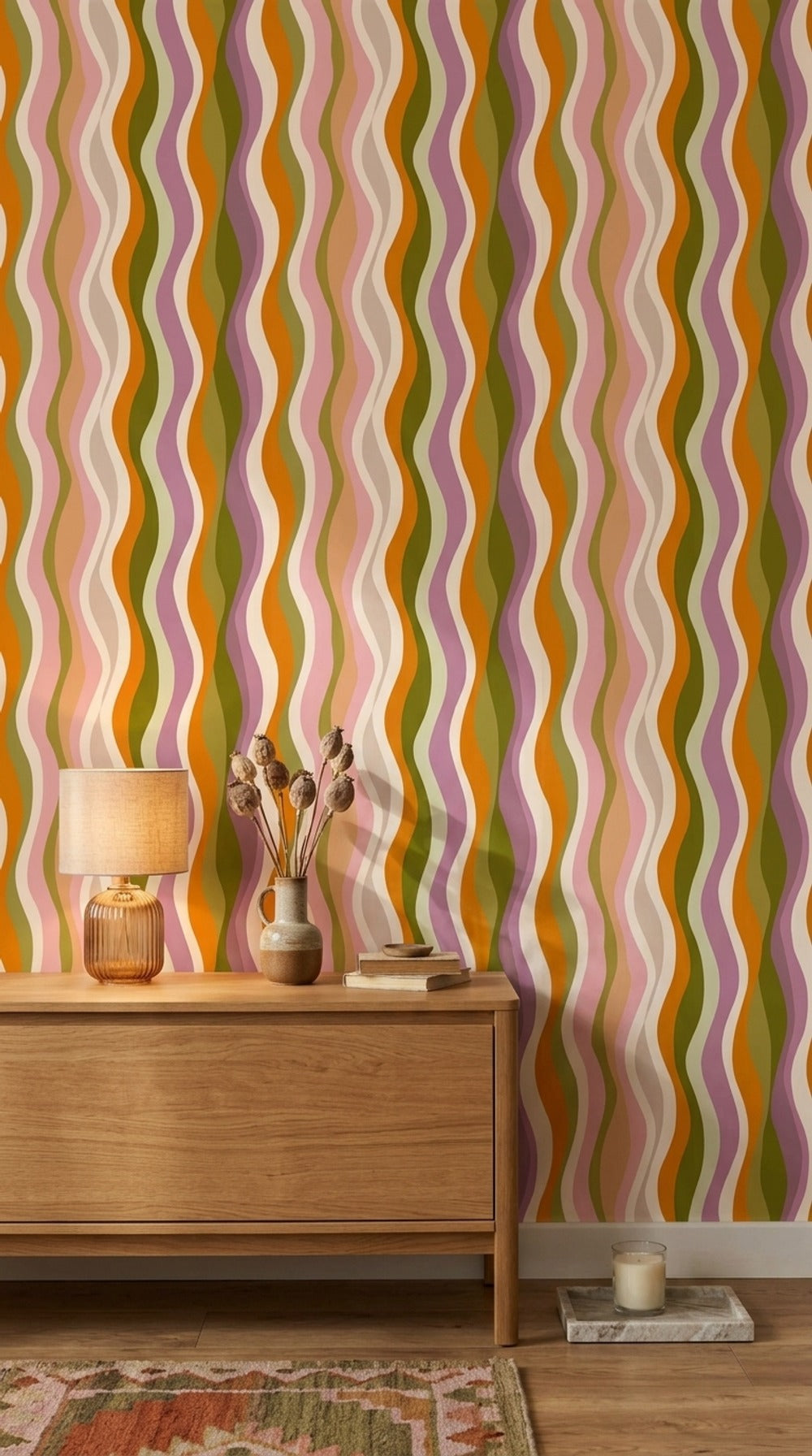 Mid Century Modern Wallpaper Retro Removable Abstract Wall Decor