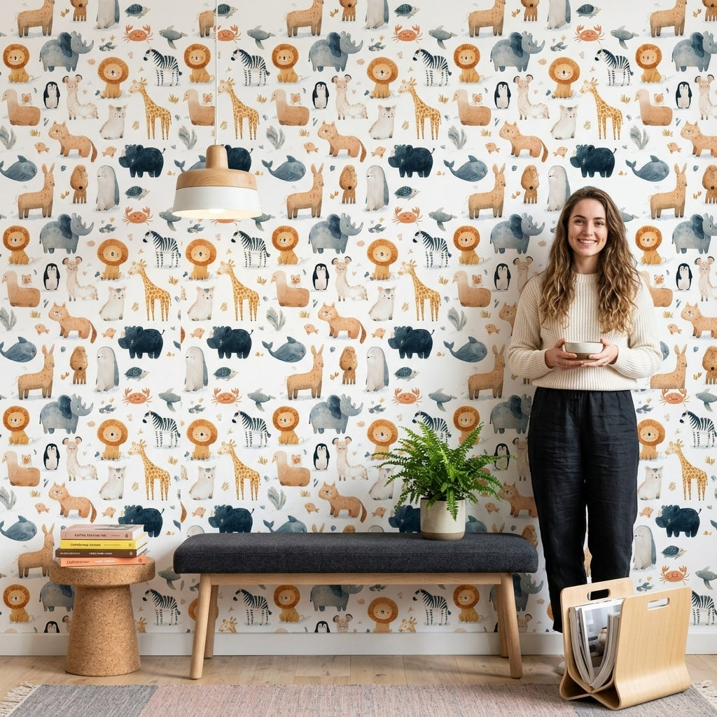 White Background Wallpaper Nursery Kids Removable Wall Decor