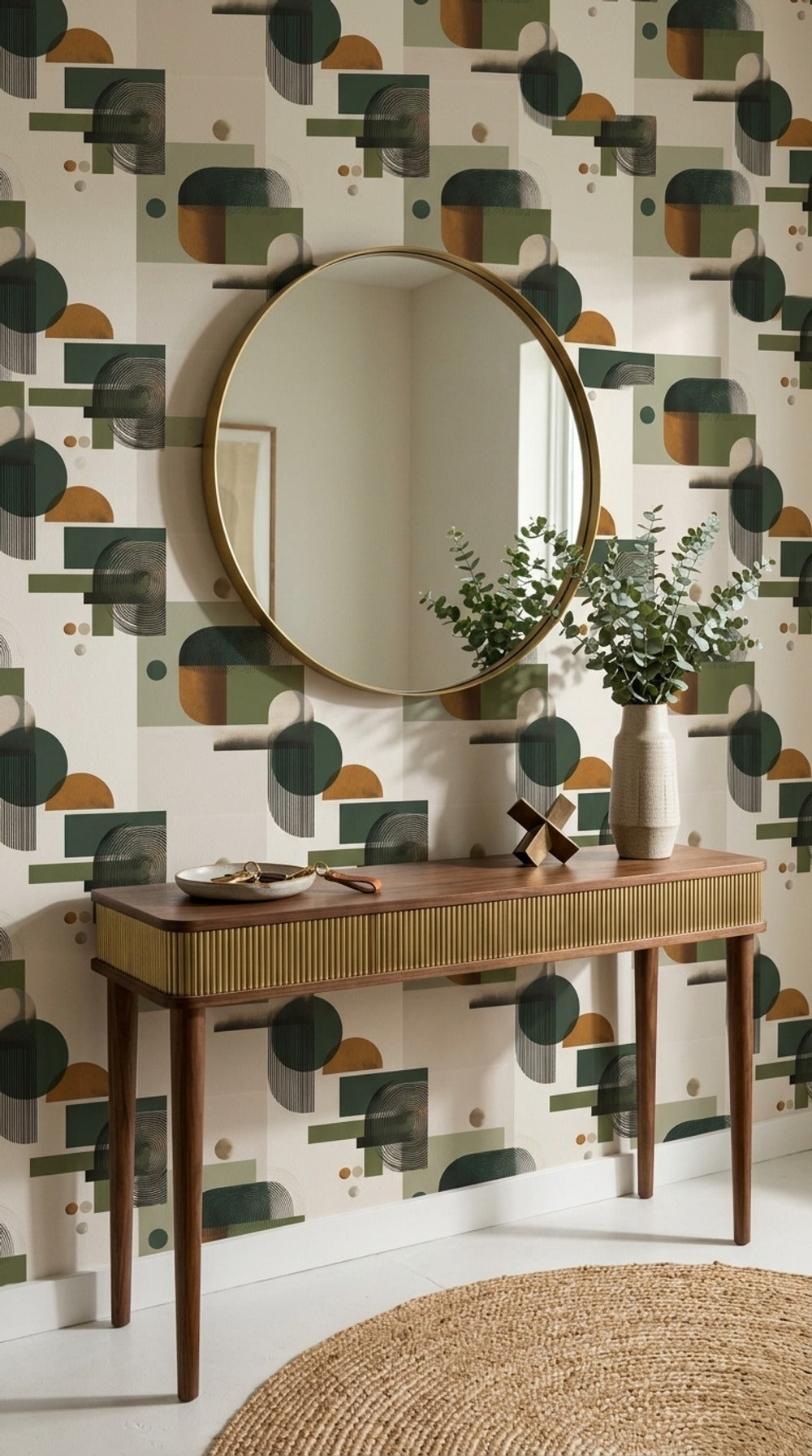 Mid Century Modern Wallpaper Retro Removable Geometric Wall Decor