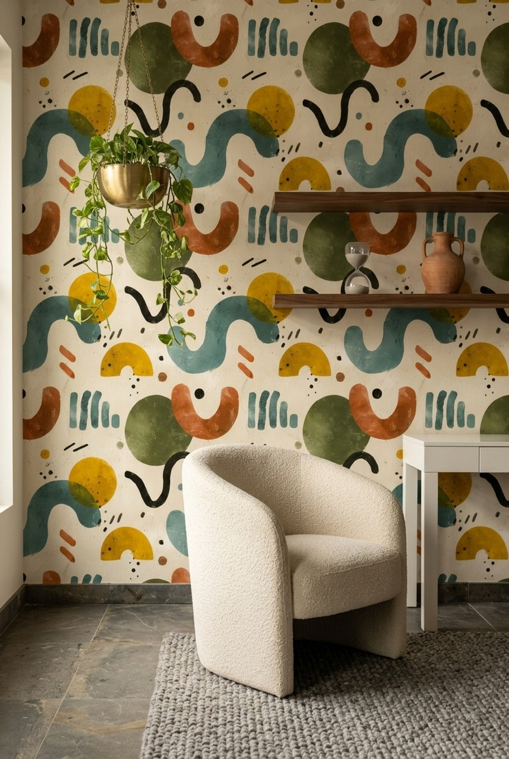 Mid Century Modern Wallpaper Retro Modern Removable Wall Decor