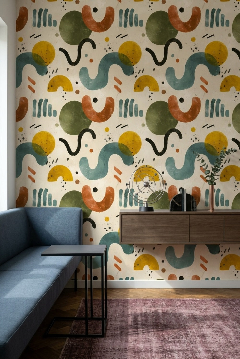 Mid Century Modern Wallpaper Retro Modern Removable Wall Decor