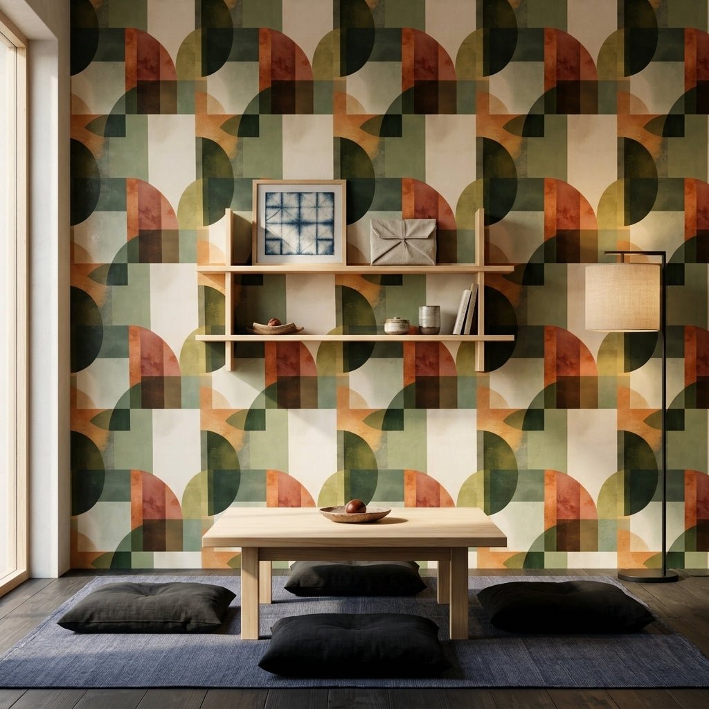 Mid Century Modern Wallpaper Geometric Removable Wall Decor