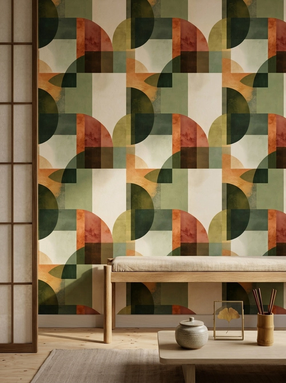 Mid Century Modern Wallpaper Geometric Removable Wall Decor