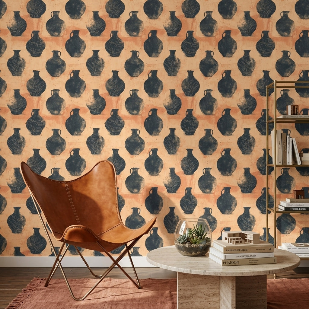 Ceramic Vases Wallpaper Pottery Removable Mediterranean Wall Decor