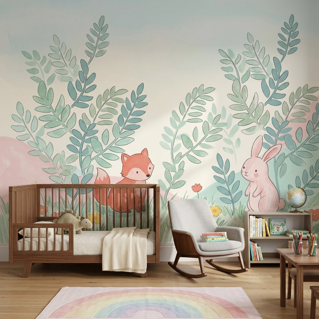 Woodland Animals Wallpaper Fox Rabbit Removable Wall Decor