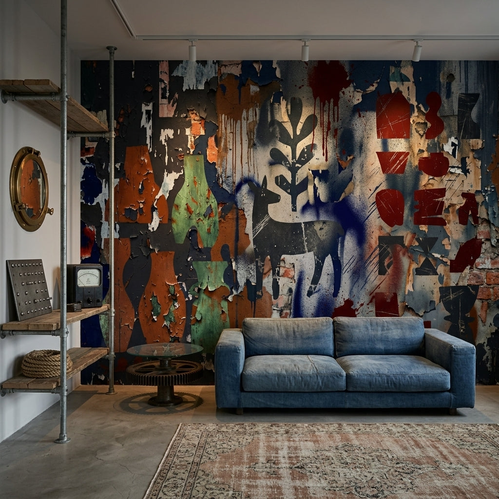 Grunge Texture Wallpaper Urban Patina Distressed Concrete Removable Wall Decor