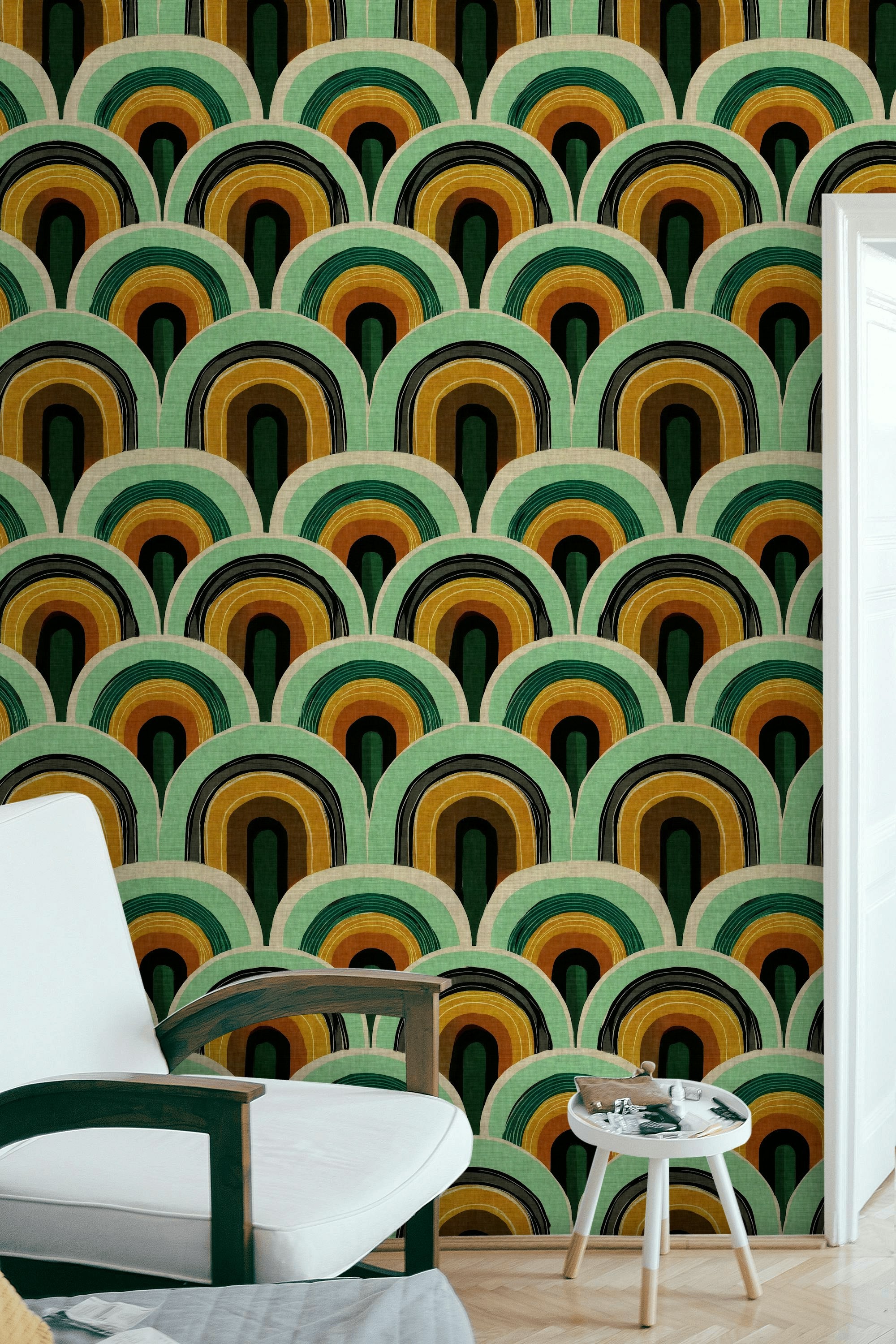 Mid Century Modern Wallpaper Retro Geometric Decorative Mural