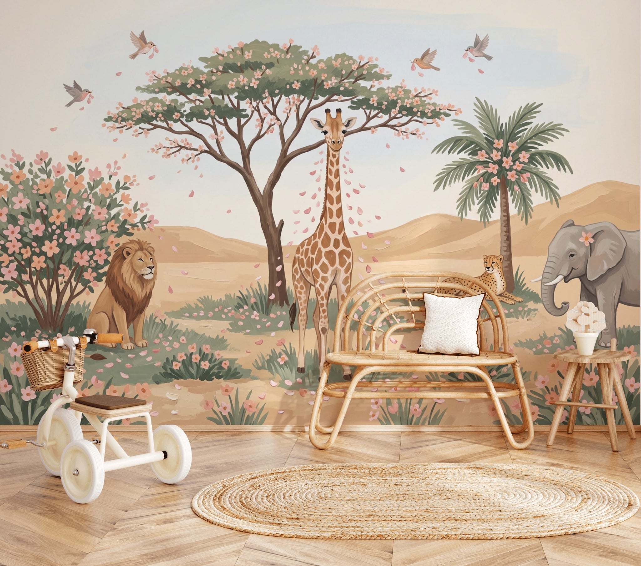 Safari Wallpaper Savanna Landscape Giraffe Wall Mural