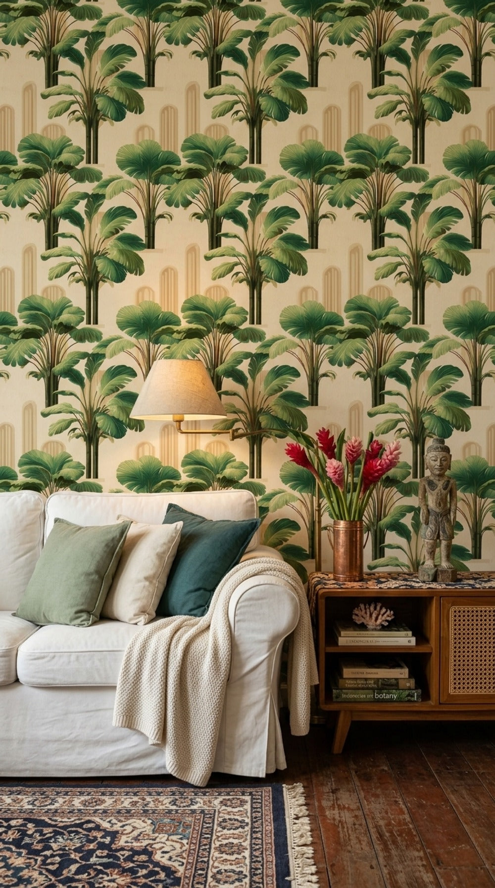 Tropical Wallpaper Botanical Palm Leaves Removable Wall Decor
