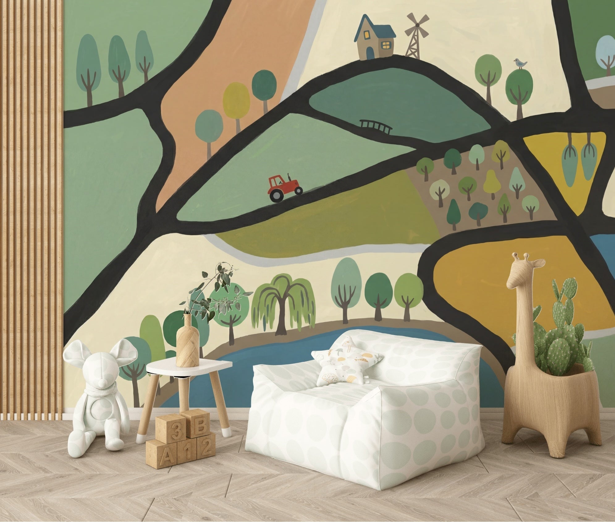 White Background Wallpaper Minimal Illustrated Wall Mural
