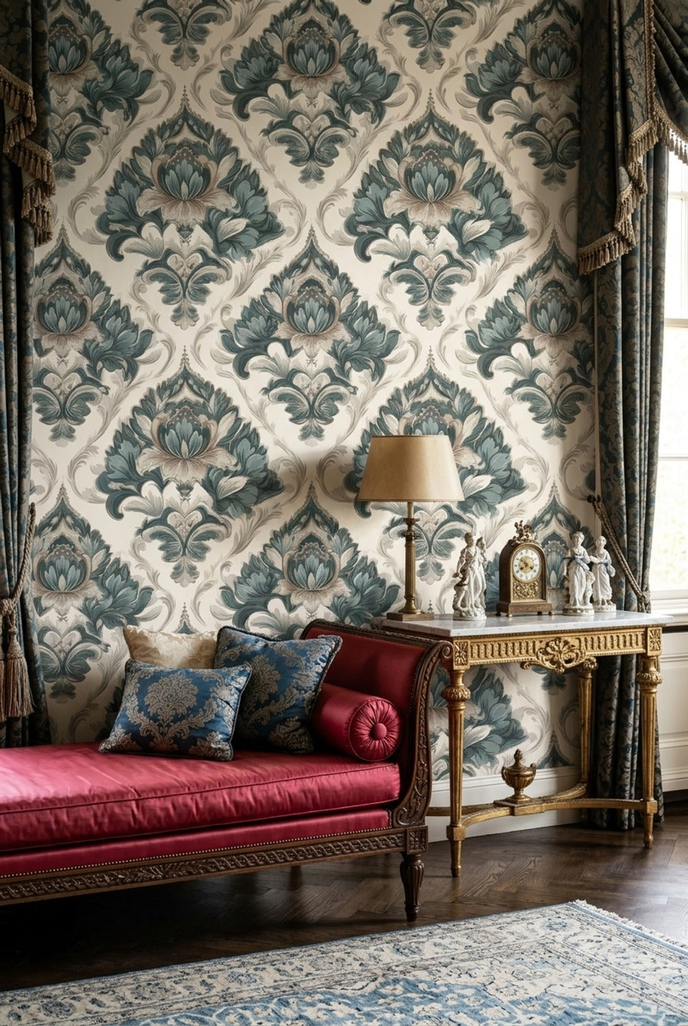 Damask Wallpaper Floral Ornamental Decorative Mural