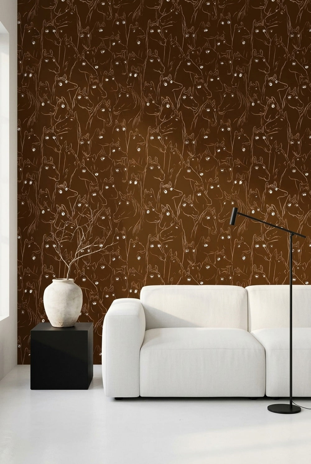 Horse Wallpaper Dark Whimsical Decorative Mural