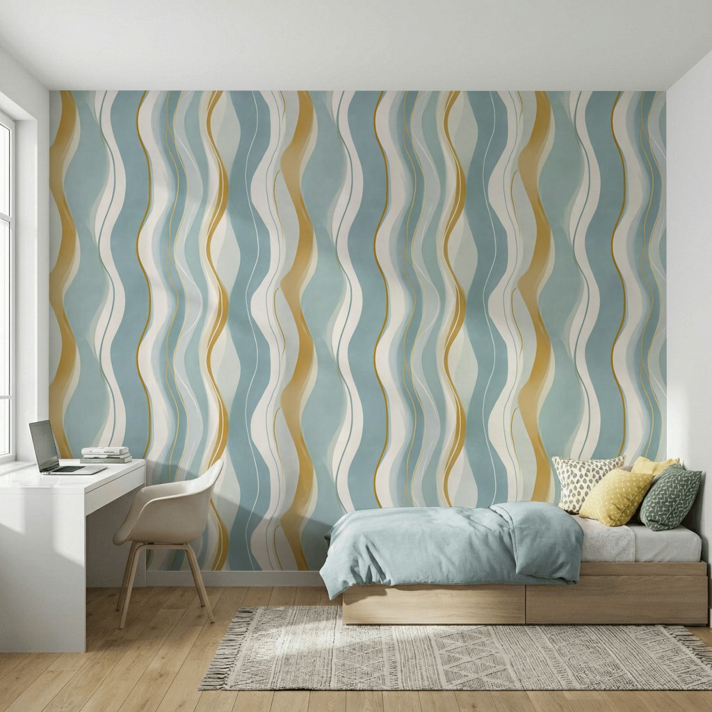 Abstract Wallpaper Wavy Stripes Removable Vertical Wall Decor