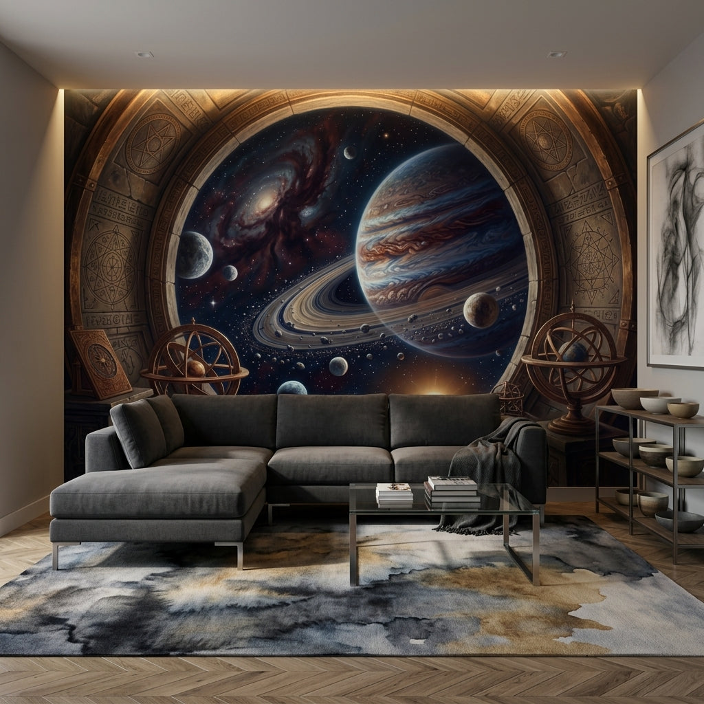 Ringed Planet Wallpaper Galaxy Astronomy Wall Mural