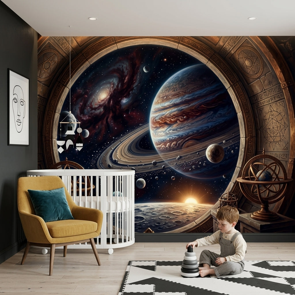 Ringed Planet Wallpaper Galaxy Astronomy Wall Mural