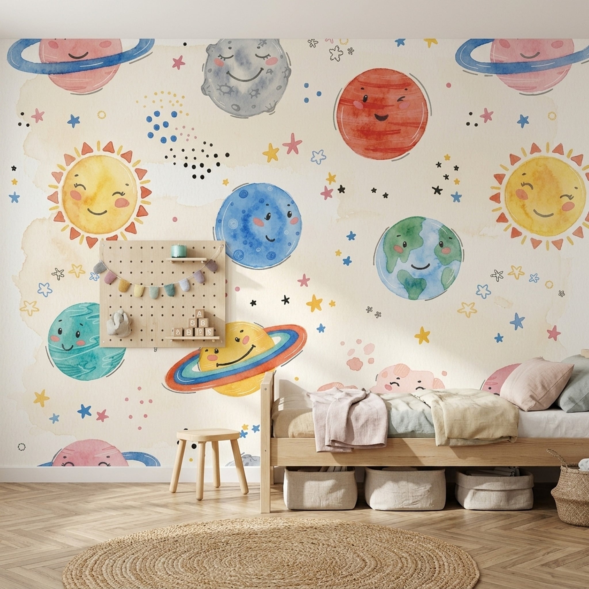 Space Wallpaper Planets Removable Nursery Wall Decor