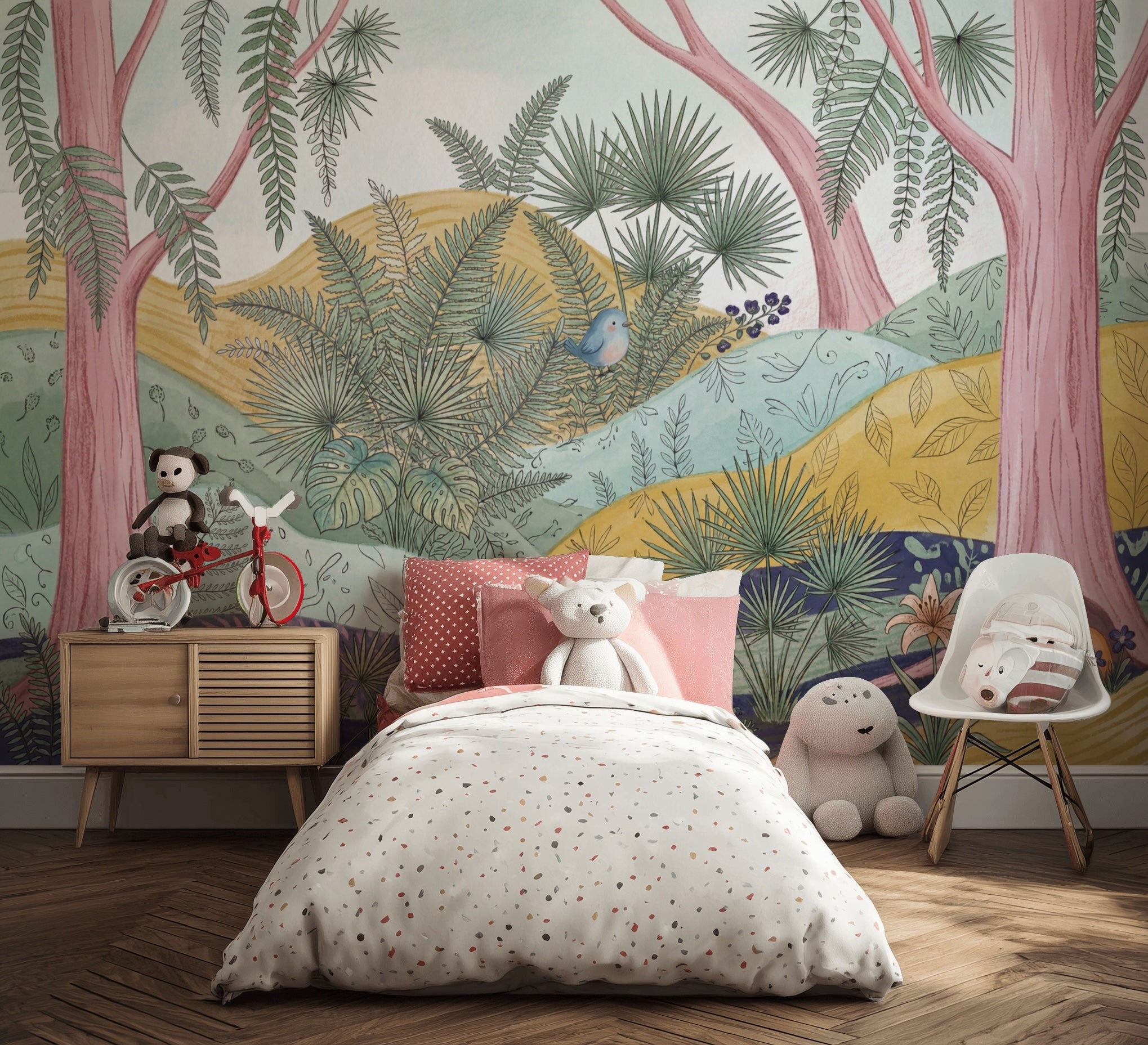 Whimsical Forest Wallpaper Enchanted Woodland Storybook Wall Mural