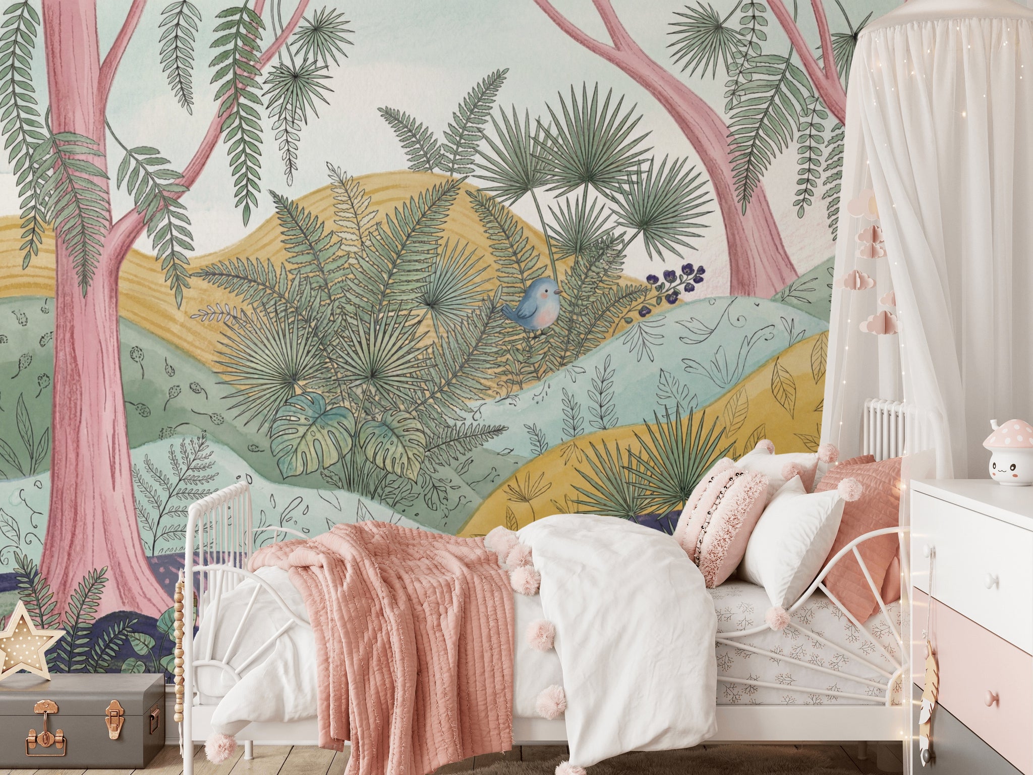 Whimsical Forest Wallpaper Enchanted Woodland Storybook Wall Mural