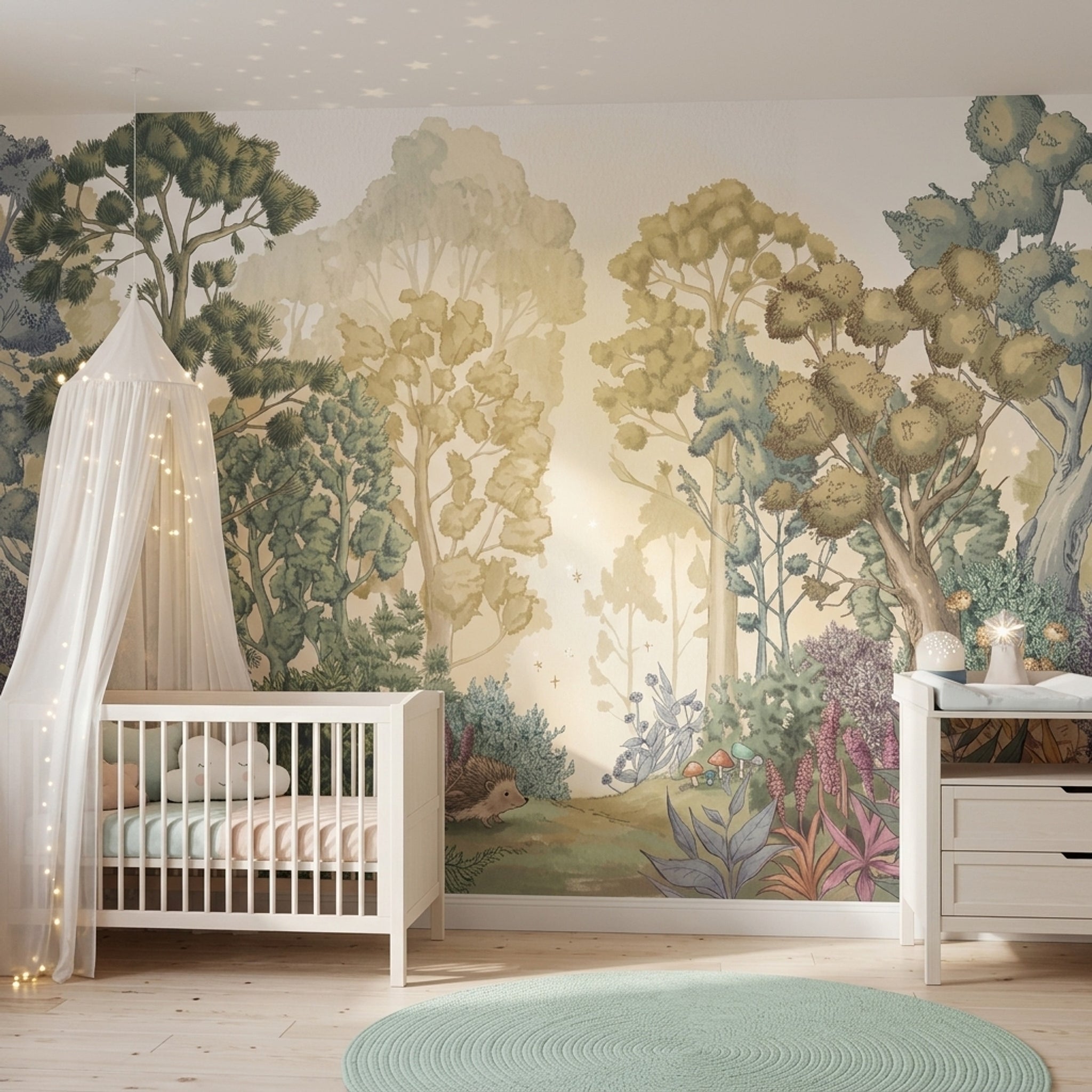 Misty Forest Wallpaper Woodland Botanical Removable Wall Decor
