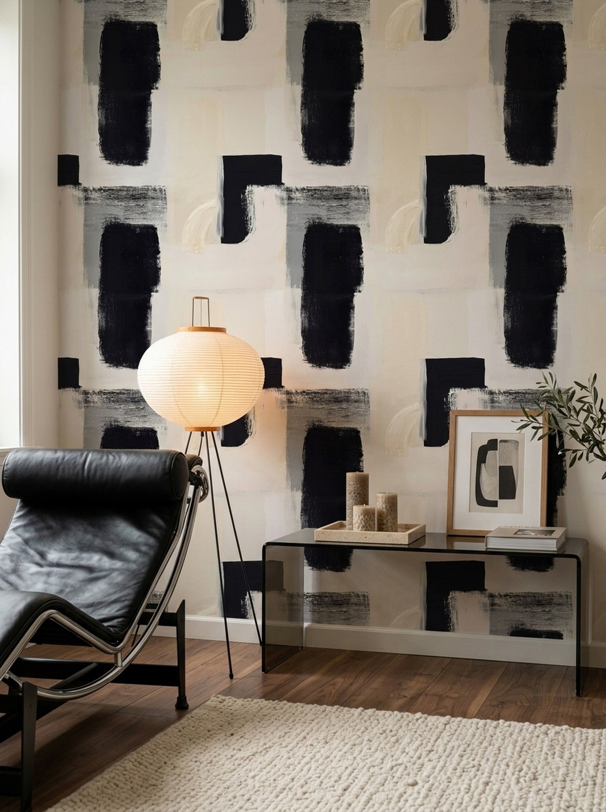 Abstract Wallpaper Geometric Blocks Removable Minimalist Wall Decor
