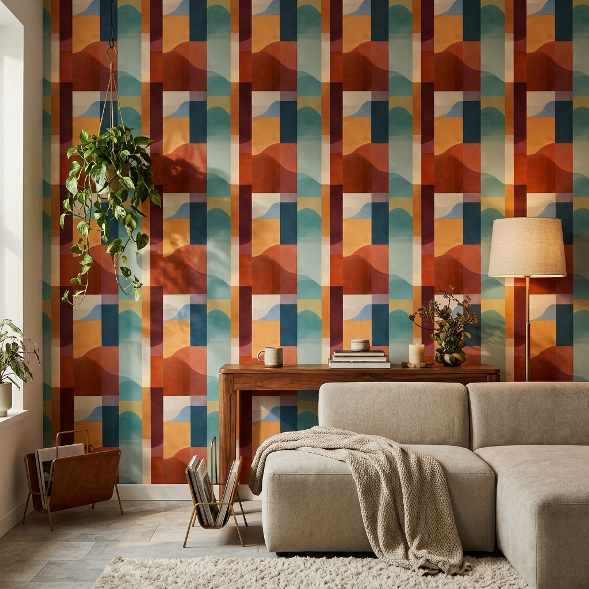 Mid Century Modern Wallpaper Geometric Decorative Mural