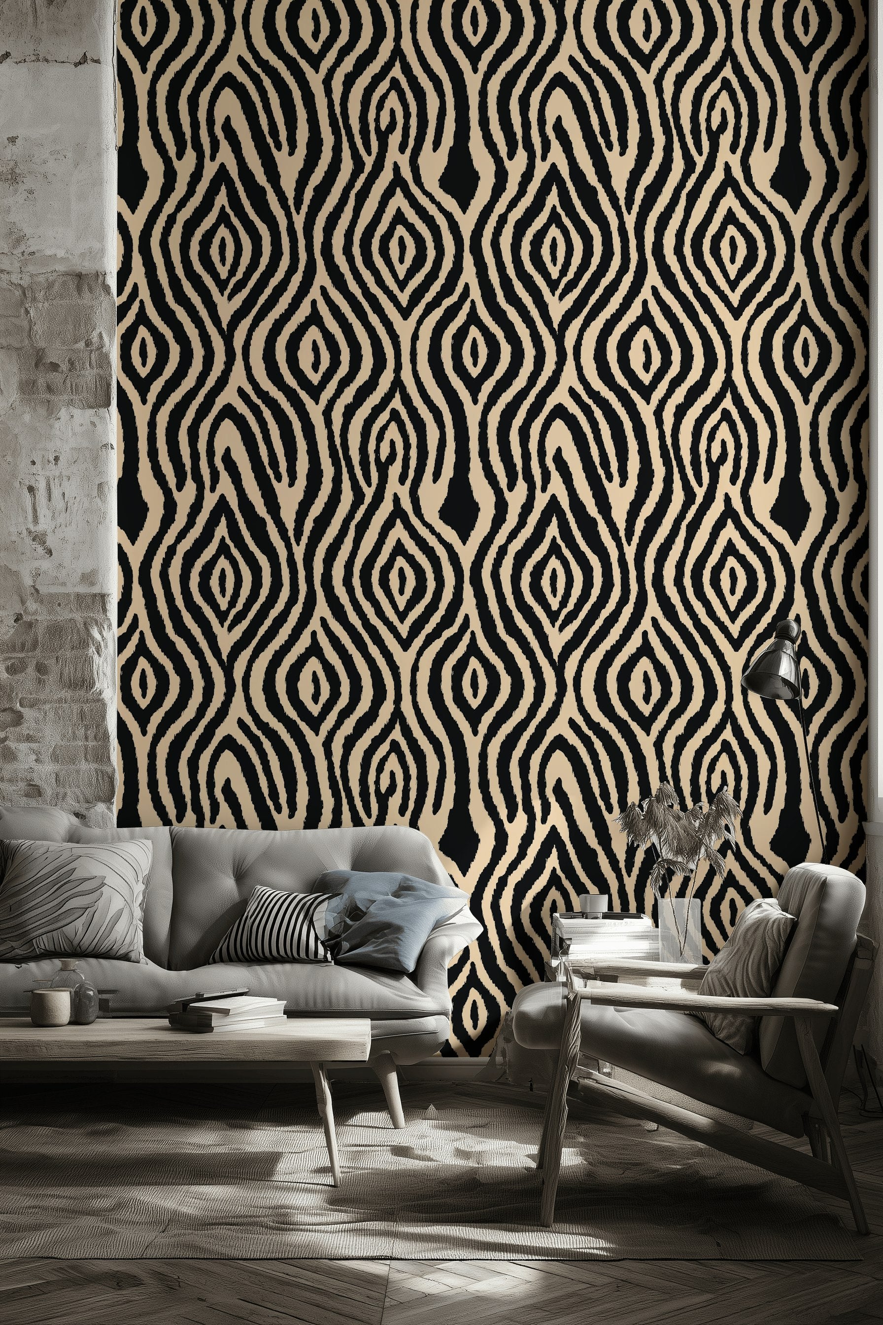 Zebra Print Wallpaper Animal Pattern Removable Graphic Abstract Wall Double Roll