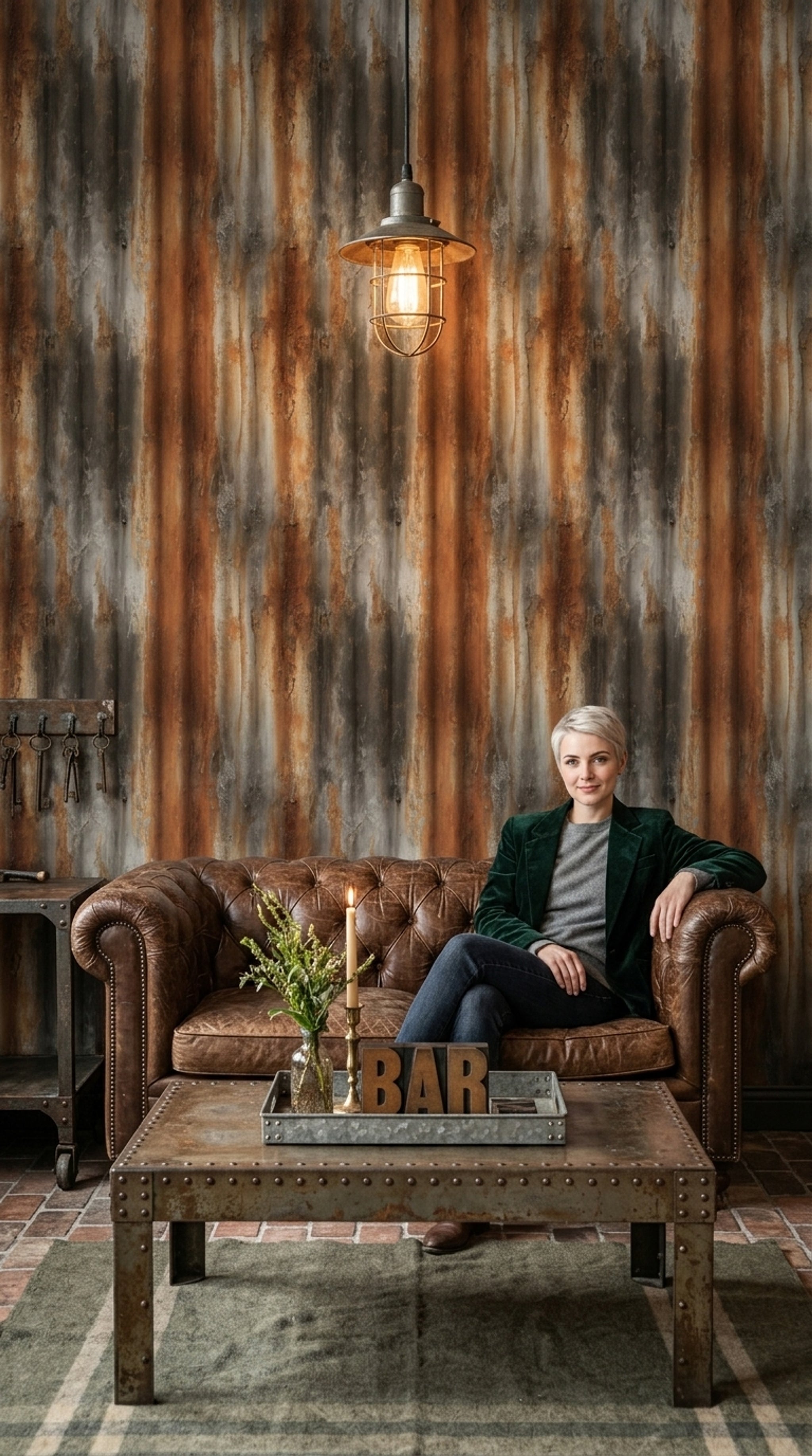 Weathered Metal Wallpaper Distressed Texture Patina Decorative Mural
