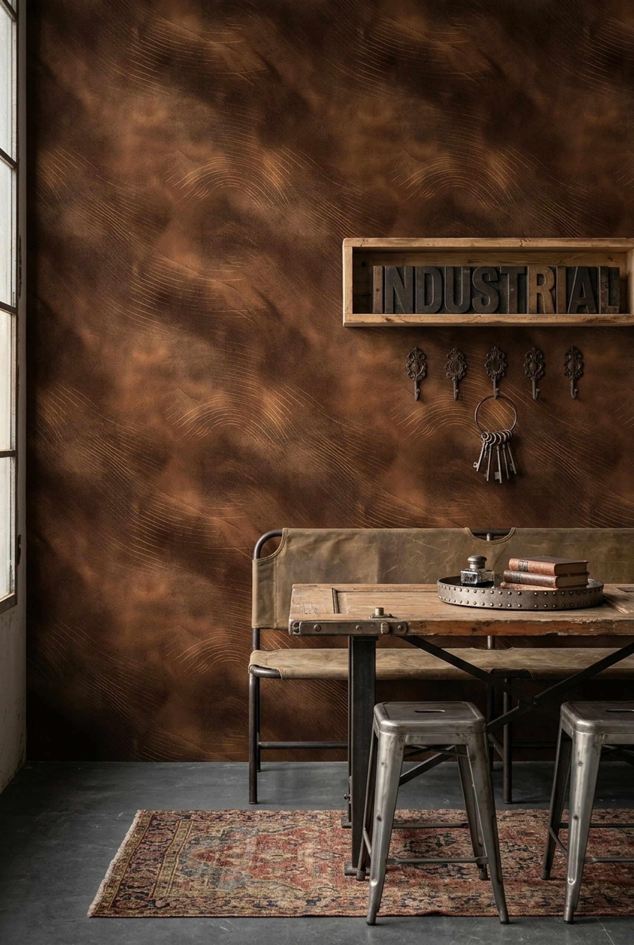 Abstract Texture Wallpaper Copper Highlights Leather Like Removable Wall Decor
