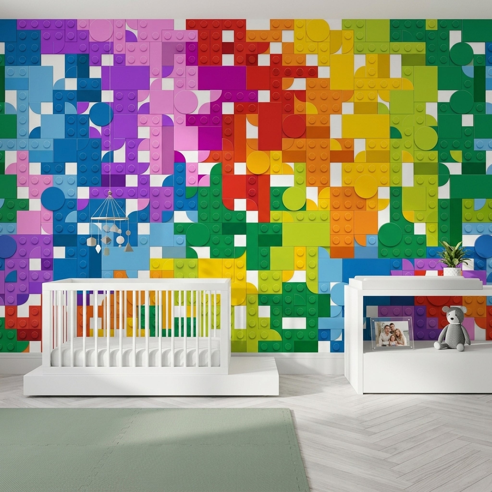 Building Blocks Wallpaper Geometric Colorful Removable Wall Decor