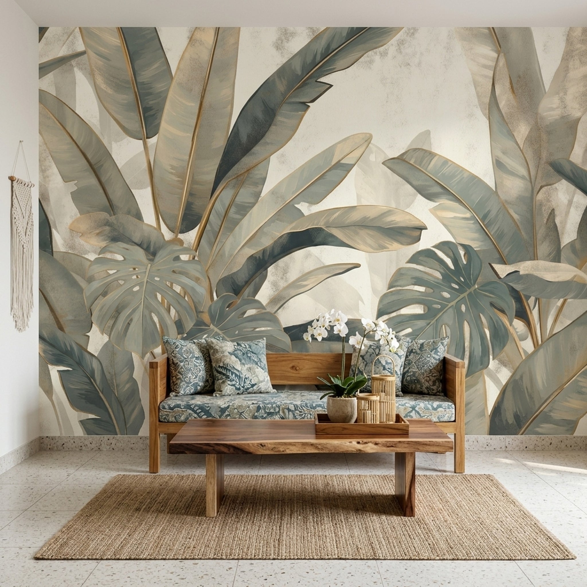 Tropical Leaves Wallpaper Monstera Banana Leaf Wall Mural