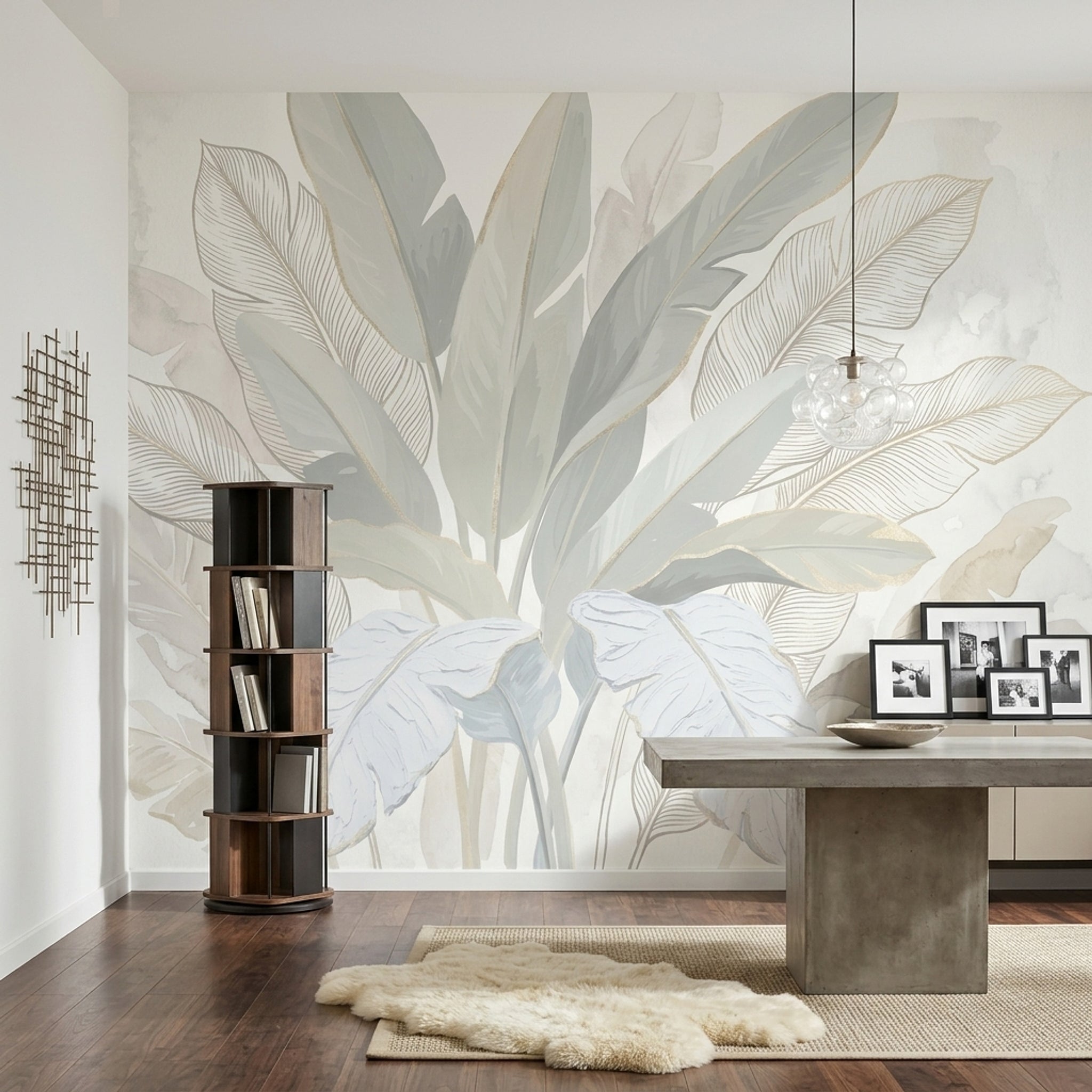 Botanical Wallpaper Tropical Leaves Removable Watercolor Wash Wall Decor