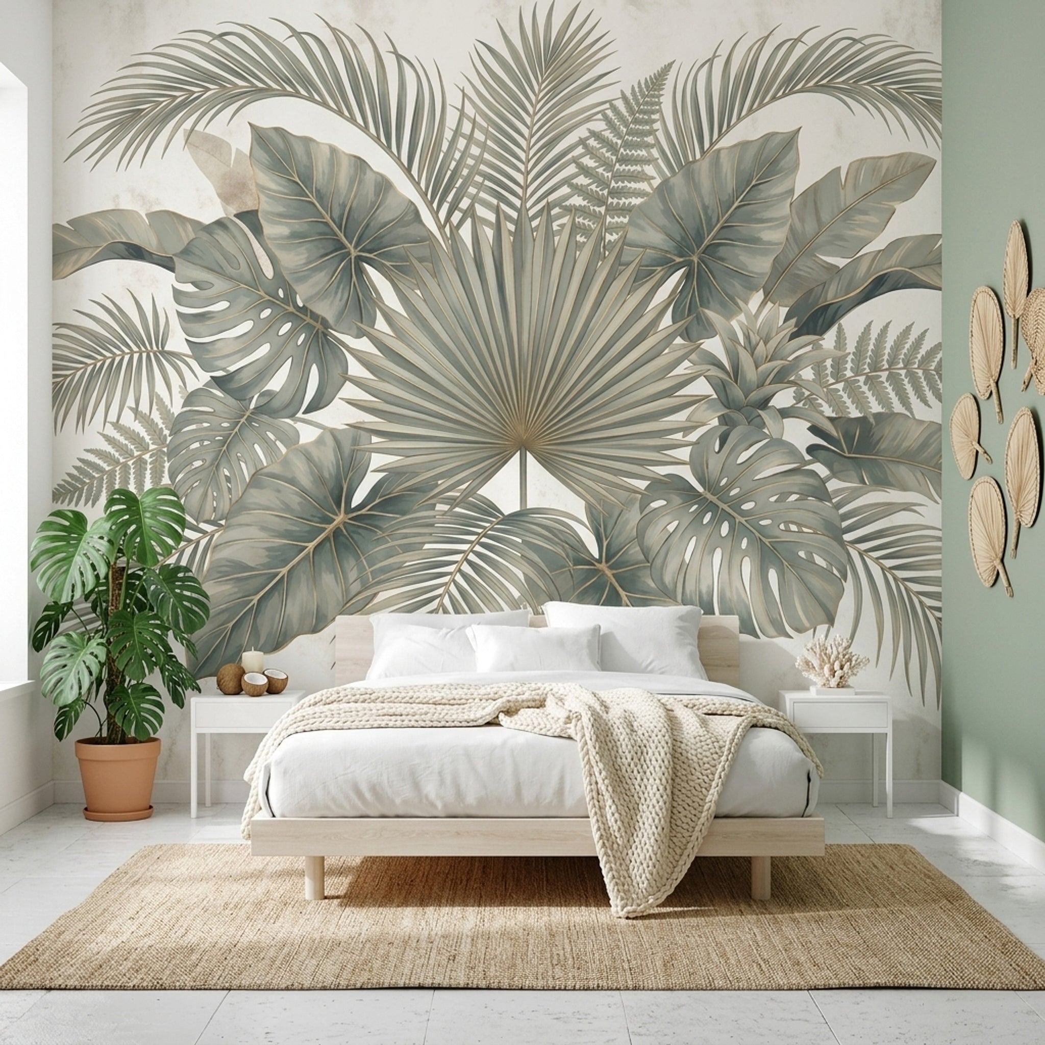 Paper Texture Wallpaper Neutral Botanical Removable Wall Decor