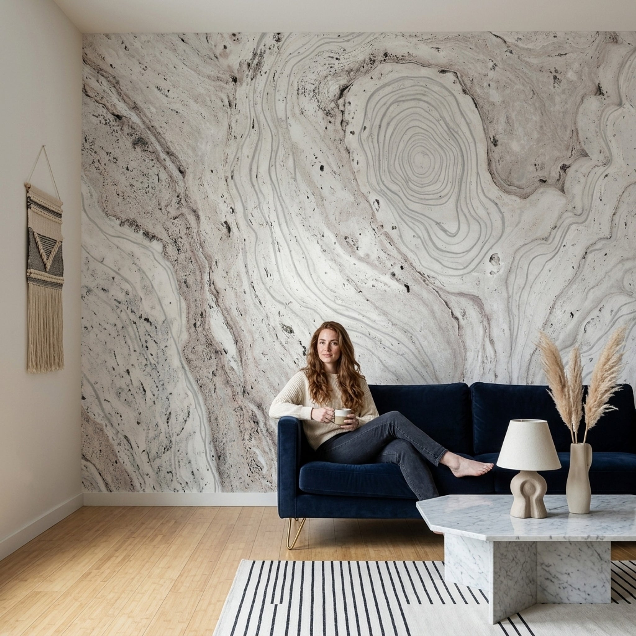 Marble Wallpaper Stone Texture Removable Topographic Lines Wall Decor