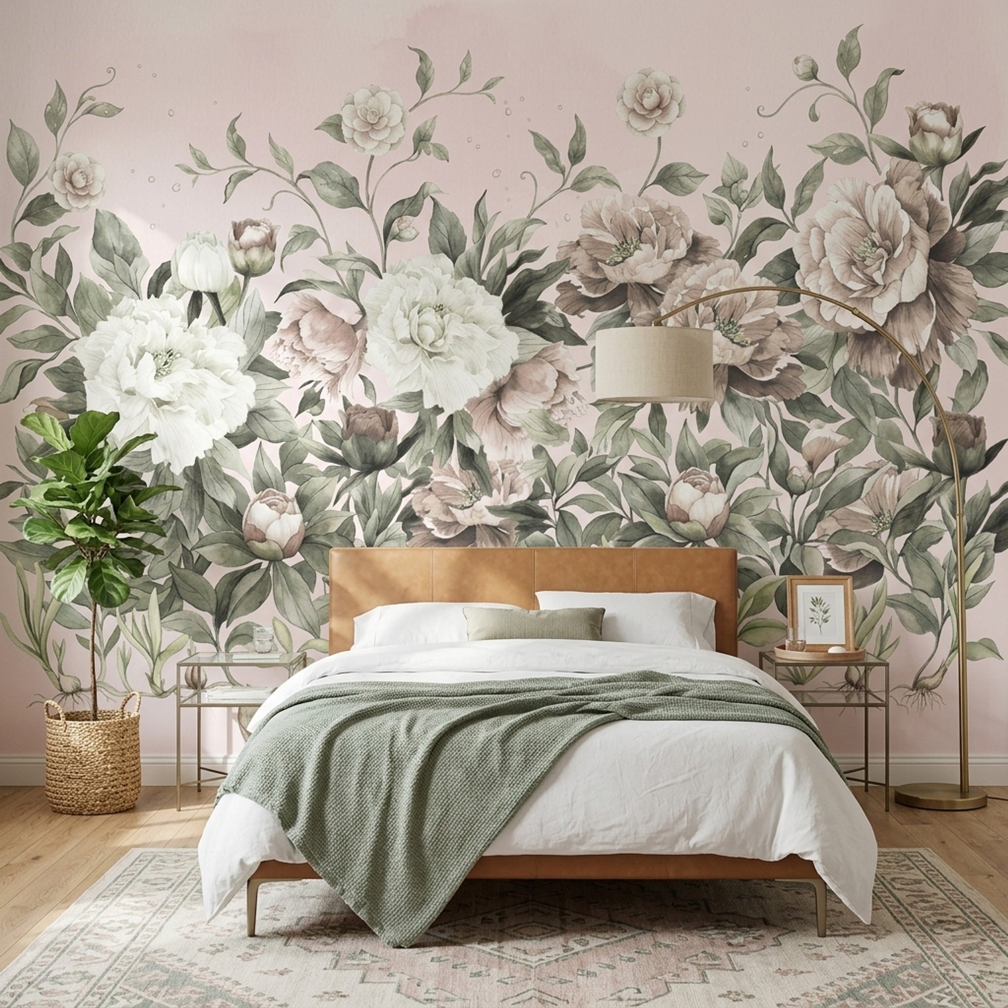 Peonies Wallpaper Watercolor Botanical Wall Mural