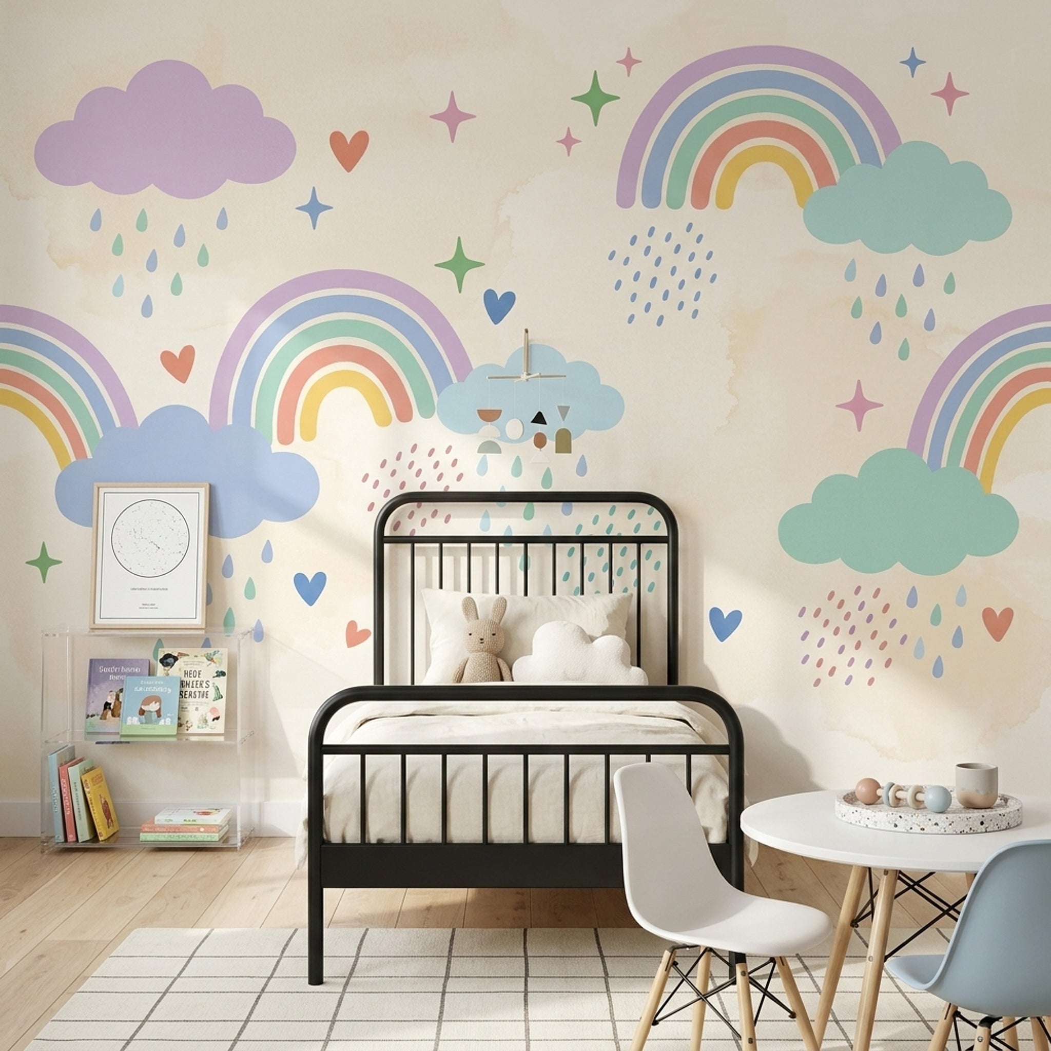 Rainbow Wallpaper Pastel Removable Whimsical Wall Decor